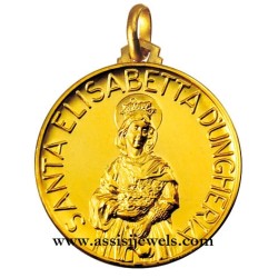 18 kt gold Saint Elizabeth of Hungary medal