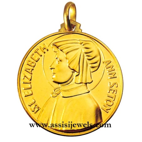 18 kt gold Saint Elizabeth ann Seton medal