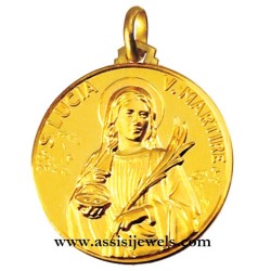 18 kt gold Saint Lucy medal