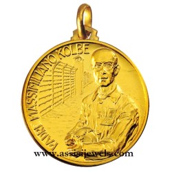 Medaglia di S. Massimiliano Kolbe oro 18 kt
