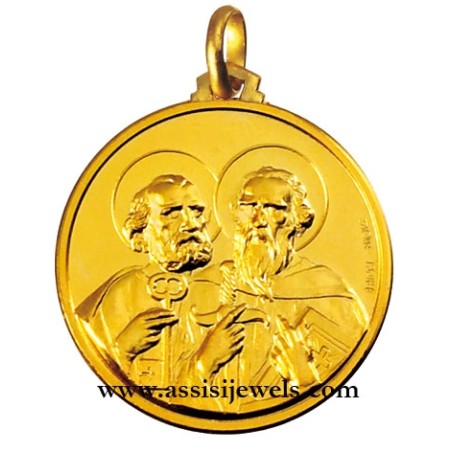 18 kt gold saints Peter and Paul medal
