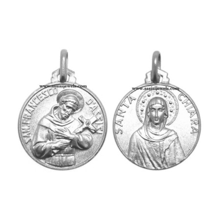 18 kt gold Saint Francis and Saint Clare medal