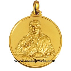 18 kt gold Christ of Emmaus medal