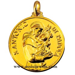 18 kt gold Saint Antony of Padua medal