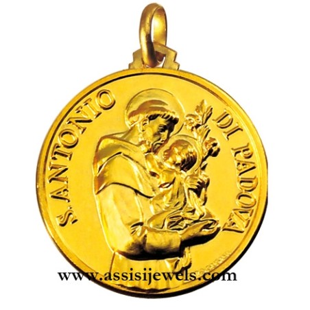18 kt gold Saint Antony of Padua medal