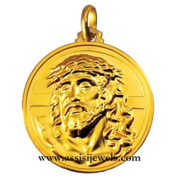 Medaglia volto Cristo Crocifisso oro 18 kt