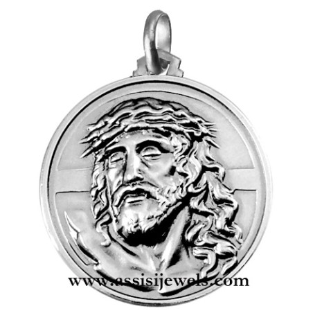 925 sterling silver face of Christ Crucified medal