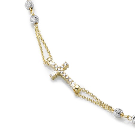 Collana rosario in oro bianco e giallo 18 kt