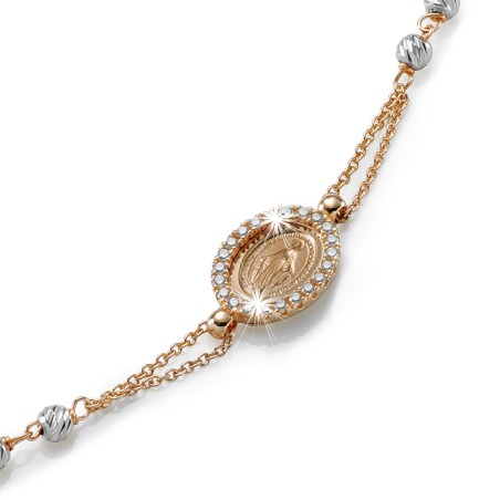 Collana rosario in oro bianco e rosa 18 kt