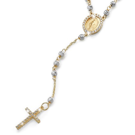 18 kt white and yellow gold rosary necklace