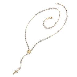 18 kt white and yellow gold rosary necklace