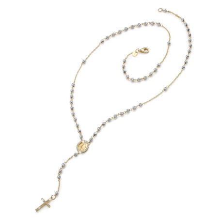 18 kt white and yellow gold rosary necklace
