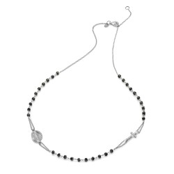 18 kt white gold rosary necklace