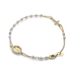 Bracciale rosario in oro bianco e giallo 18 kt