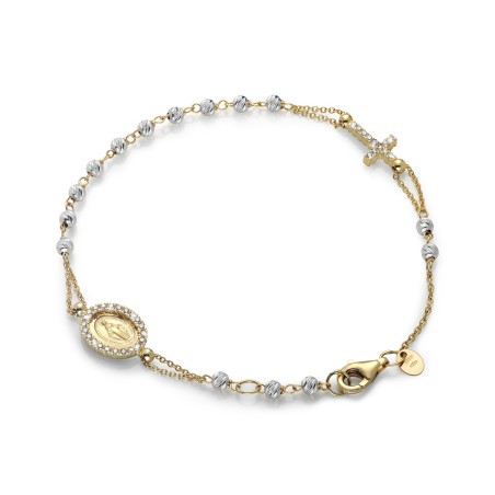 Bracciale rosario in oro bianco e giallo 18 kt