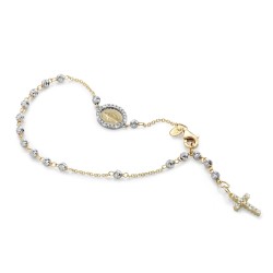 Bracciale rosario in oro bianco e giallo 18 kt