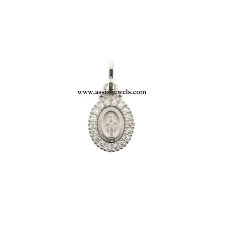 Medaglia Madonna miracolosa argento 925 e zirconi