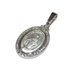 Medaglia Madonna miracolosa argento 925 e zirconi