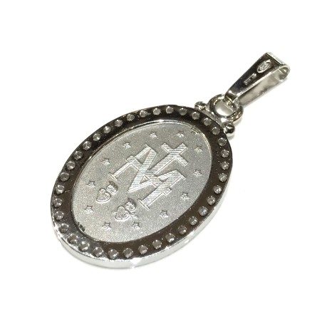 925 sterling silver miraculous Madonna medal with cubic zirconia