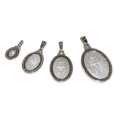 Medaglia Madonna miracolosa argento 925 e zirconi