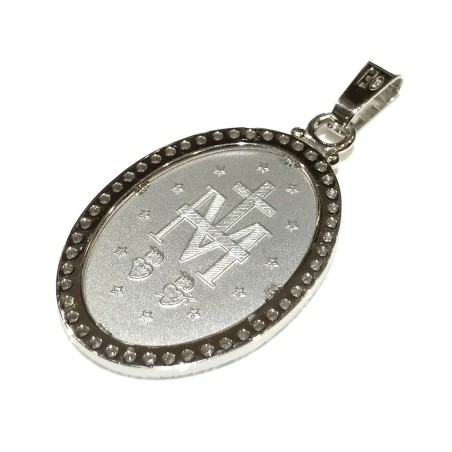 Medaglia Madonna miracolosa argento 925 e zirconi