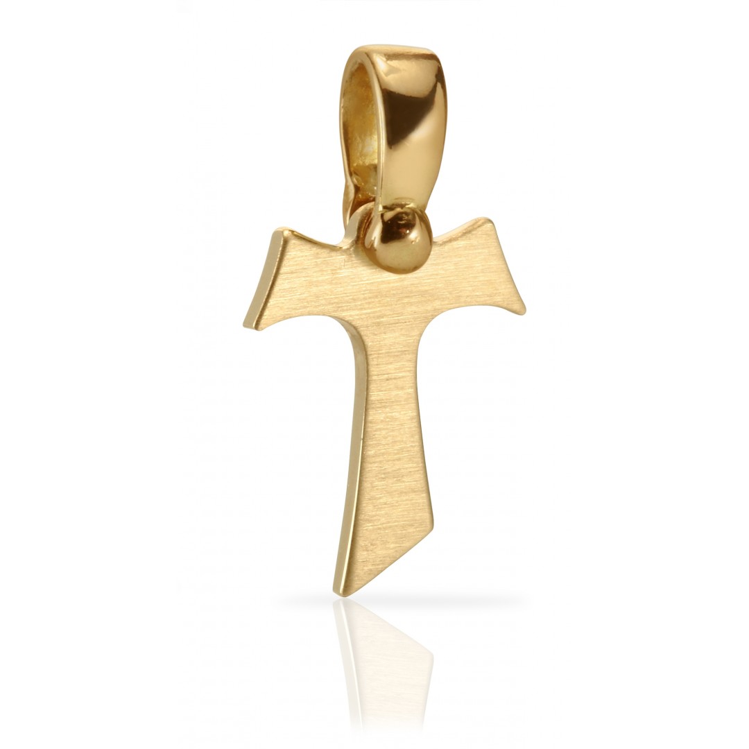 Humilis yellow gold plated satin sterling silver Tau cross
