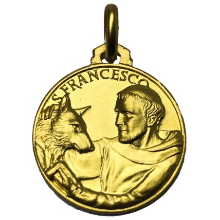 18 kt gold Saint Francis with the wolf medal