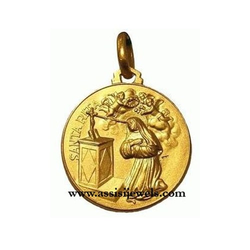 Perfect Image 1,3 grams 18k Gold St Rita Medal Medium 