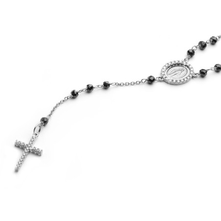 18 kt white gold rosary necklace