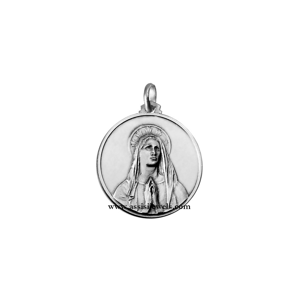 Medaglia della Vergine di Lourdes in argento Sterling 