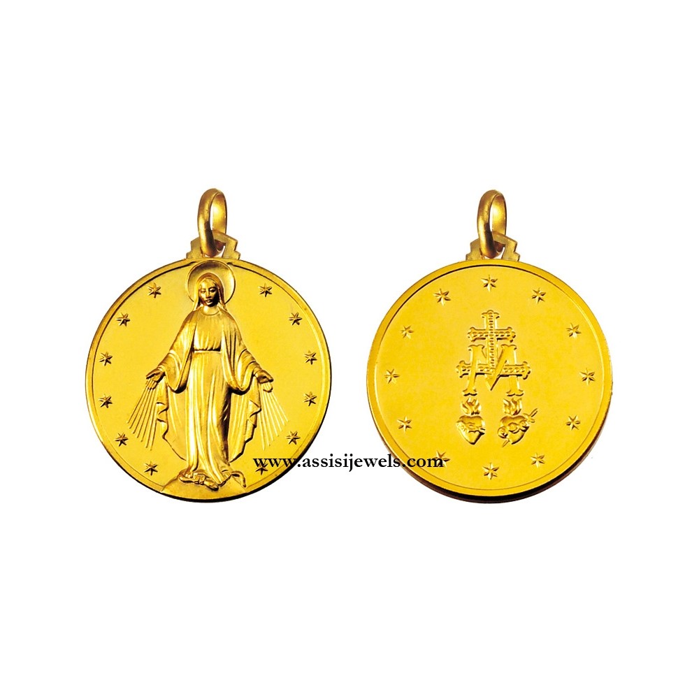 mm 6 x 8 Medaglia Madonna Miracolosa in oro bianco e oro giallo