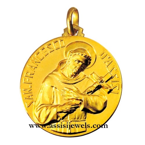 Chain gold 18k 18k Gold St Francis of Assisi Medal Small Perfect Image 
