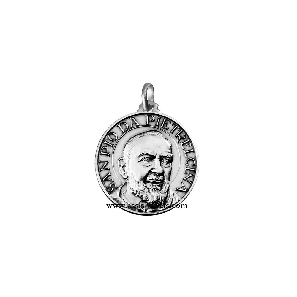 Silver Plated St Padre Pio Medal with 18" chain necklace 