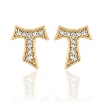 Humilis yellow gold plated sterling silver earrings with zirconia