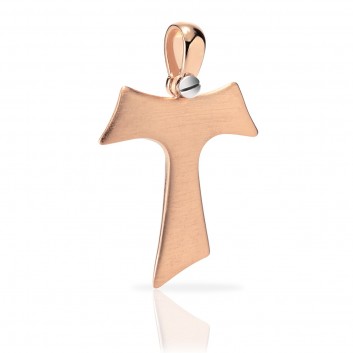 Humilis rose gold satin Tau cross