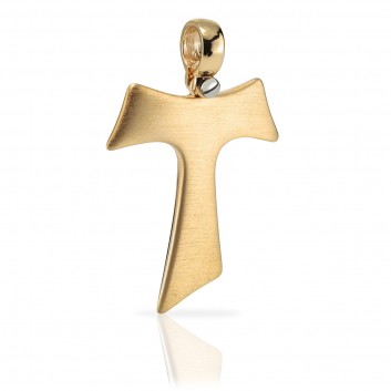 Humilis yellow gold satin Tau cross