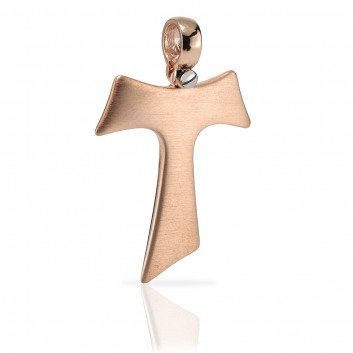 Humilis rose gold satin Tau cross