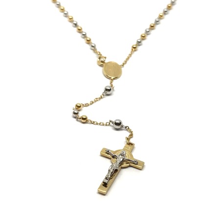 18 kt yellow and white gold rosary necklace
