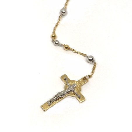 18 kt yellow and white gold rosary necklace