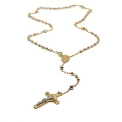 Collana rosario in oro giallo e bianco 18 kt