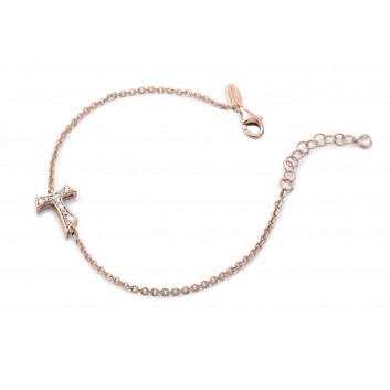 Humilis bracciale in argento placcato oro rosa con zirconi