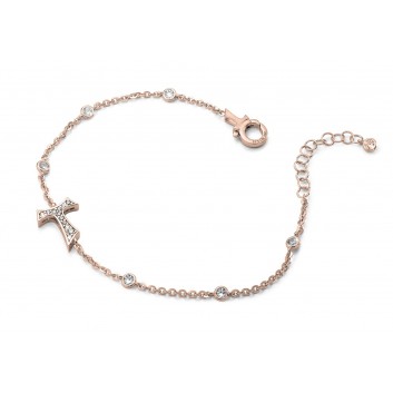 Humilis bracciale in argento placcato oro rosa con zirconi