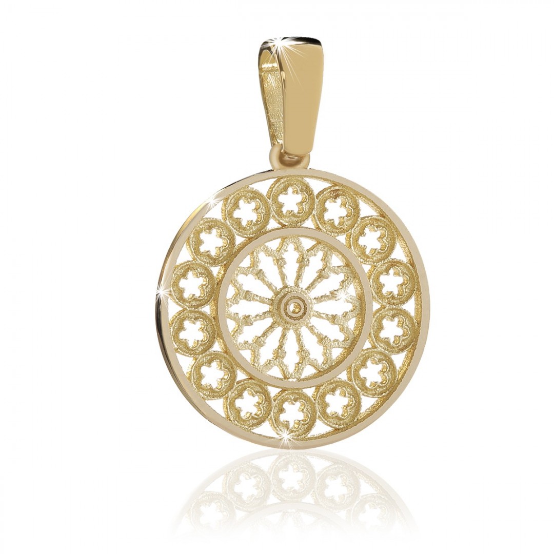 Gold plated sterling silver rose window jewel