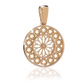 Silver gold rose window Assisi charm
