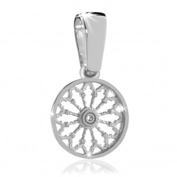 Rose window pendant charm in white gold
