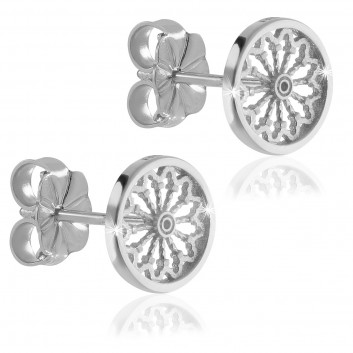 Sterling silver rose window earrings