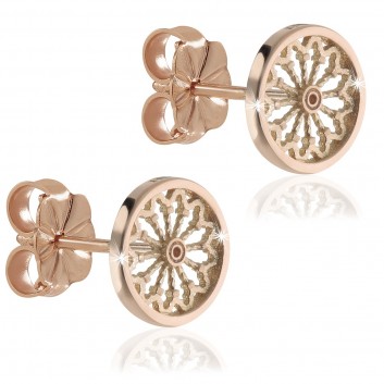 rose window earrings in rose gold plated silver 