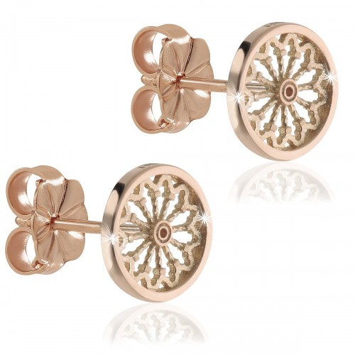 rose window earrings in rose gold plated silver 