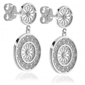 White gold rose window earrings - religious jewellery from Assisi