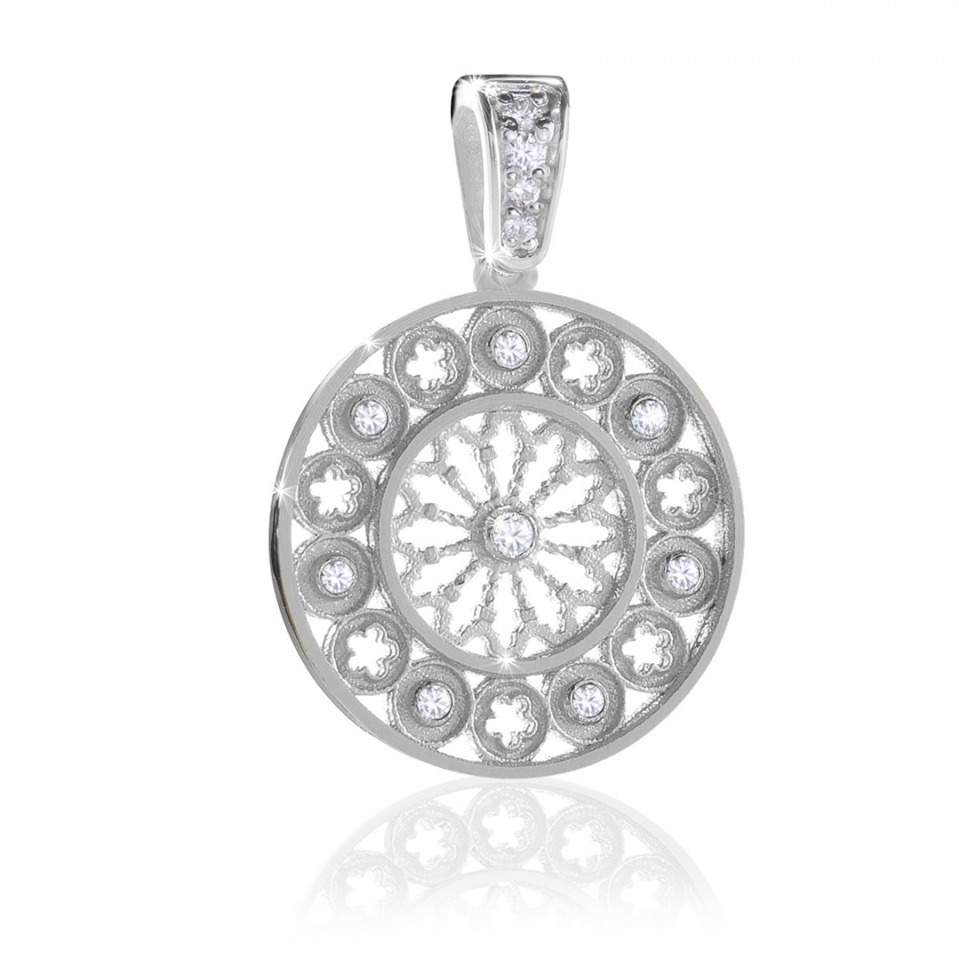Sterling silver AERE rose window charm